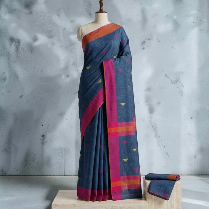Semi -Linen Handwoven Butti Saree