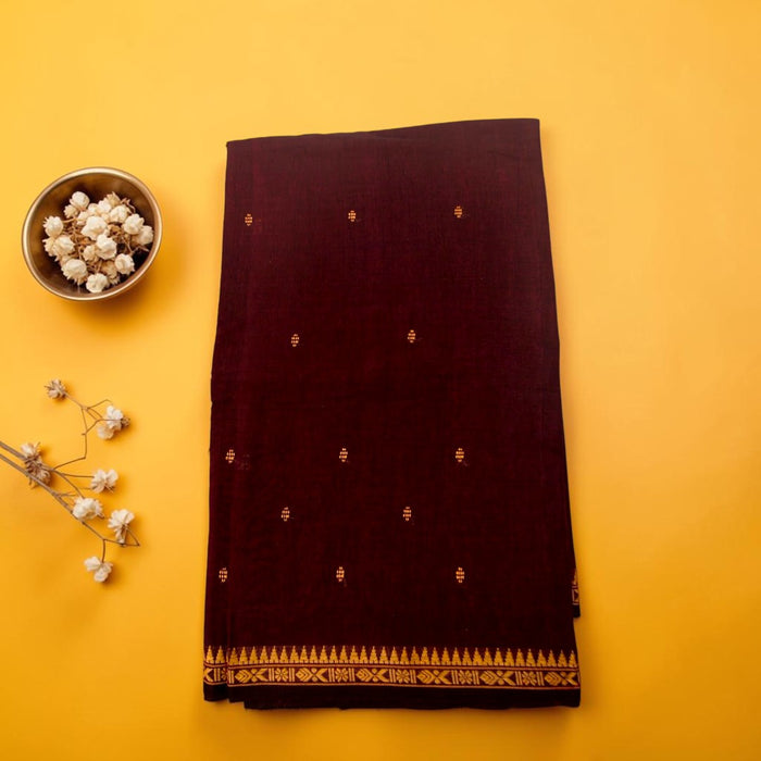 Maroon & Teal Handloom Cotton Saree