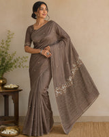 Bronze Art Silk Hand Embroidery Saree