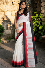Handloom Cotton Saree with Temple Border