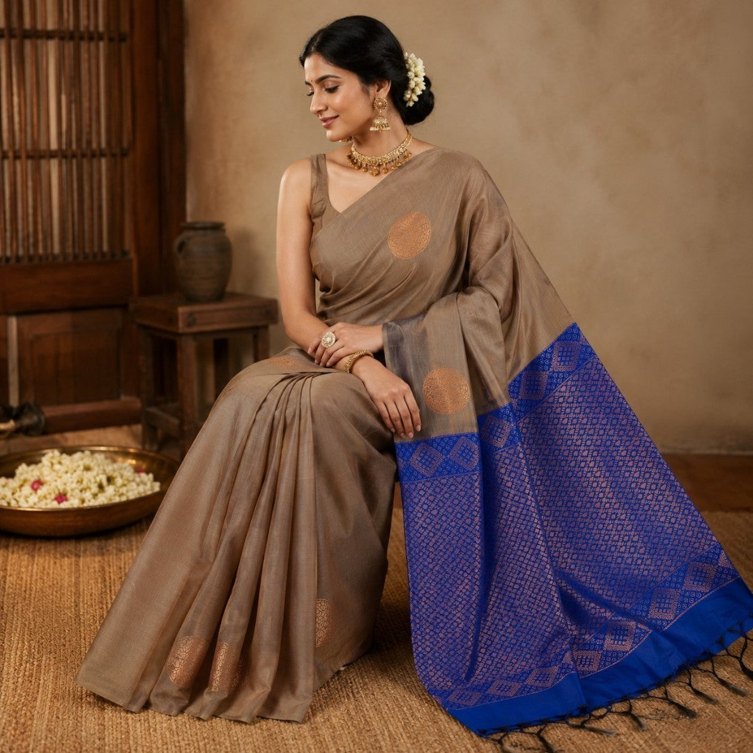 Semi Silk Saree with Woven Medallions