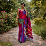 Multistripes Khadi Cotton Saree