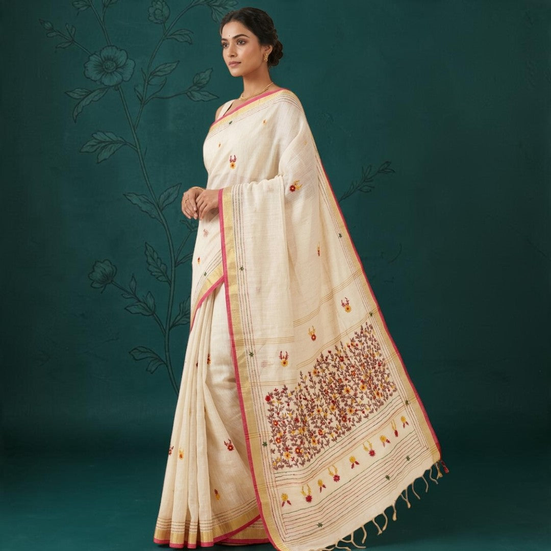 Vineyard Bloom Semi Linen Embroidery