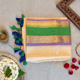Lavender & Mayura Mul Saree