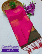 Zari Square Brocade Motif Semi Silk Saree