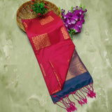 Zari Square Brocade Motif Semi Silk Saree