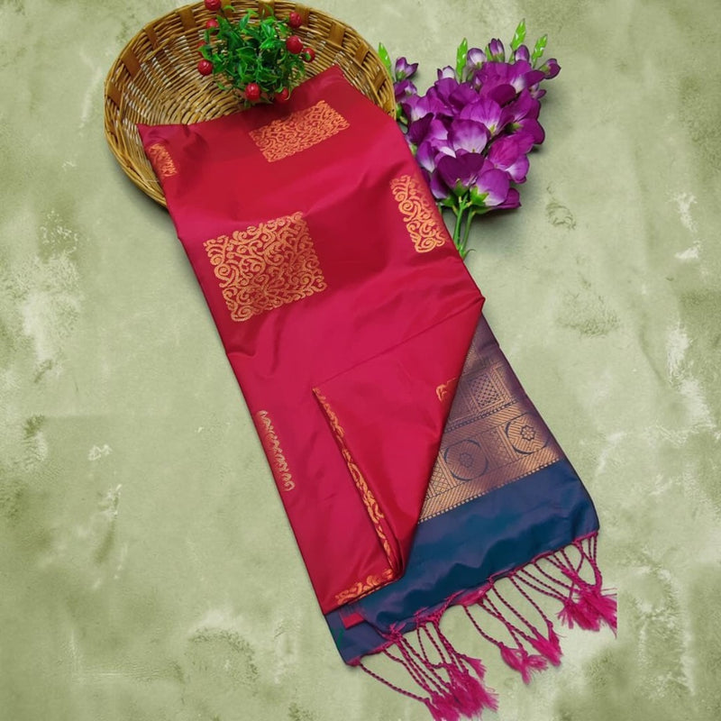 Zari Square Brocade Motif Semi Silk Saree