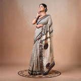 Beige Stripes Bagru Maheshwari