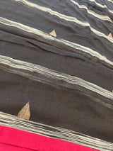Black Handloom Cotton Saree with Ghicha-Inspired Pallu