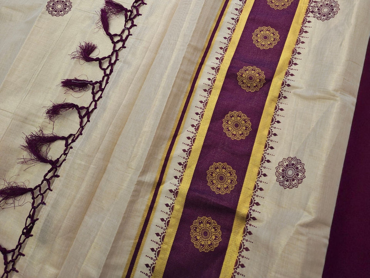 Mandala Kerala Kasavu Tissue Silk Saree