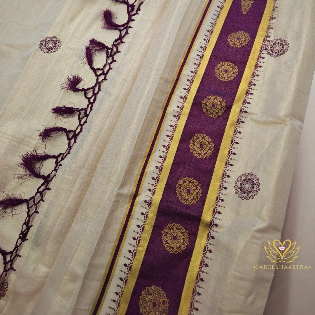 Mandala Kerala Kasavu Tissue Silk Saree