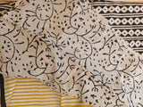 Yellow Stripe Mul Cotton Saree with Jaipur Hand Block Prints
