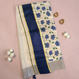 Lotus Bloom Kerala Kasavu Tissue Silk Saree