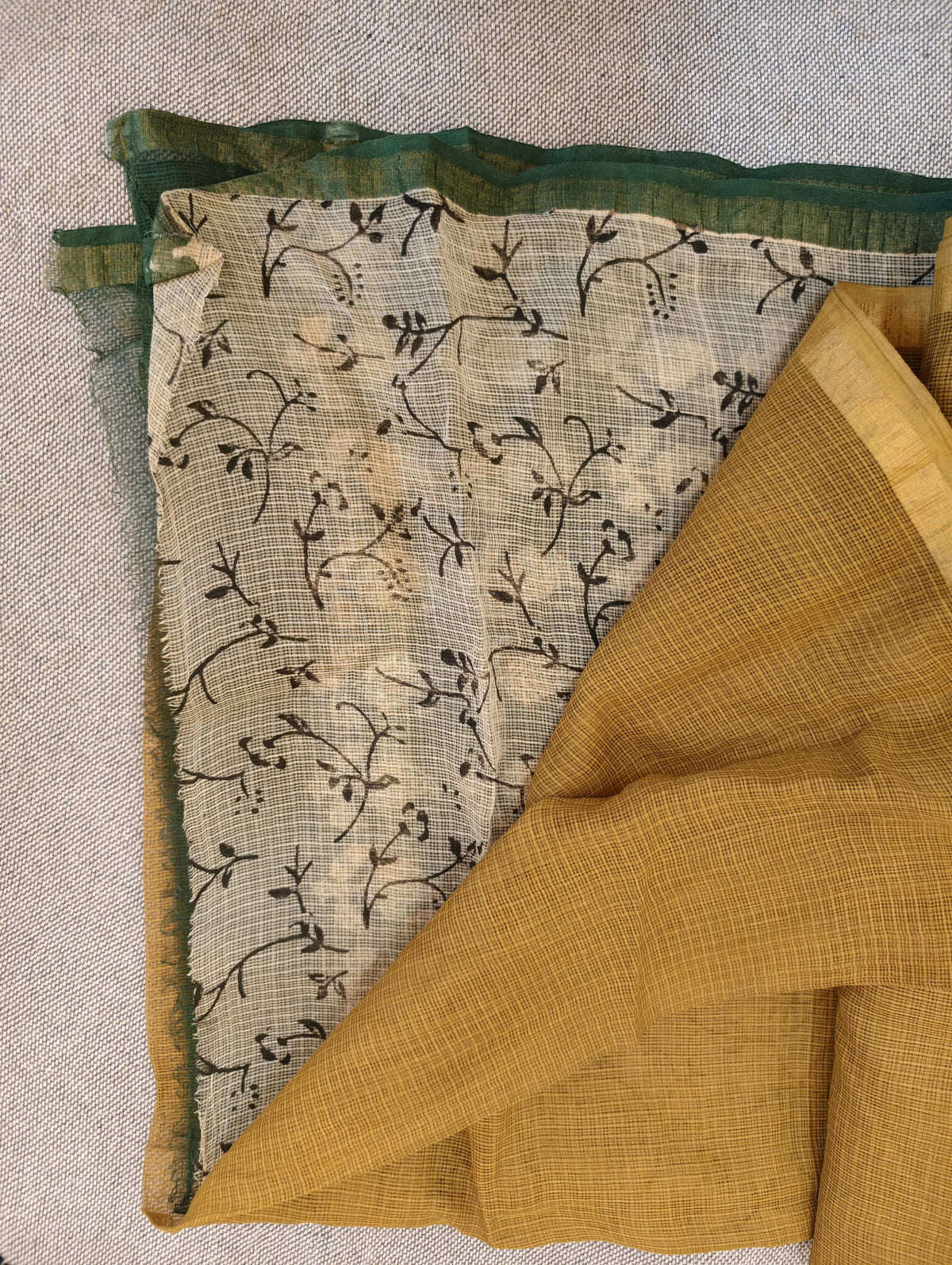 Mustard Block Print Kota Doriya