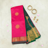 Rani Pink & Emerald Green Semi Silk Saree