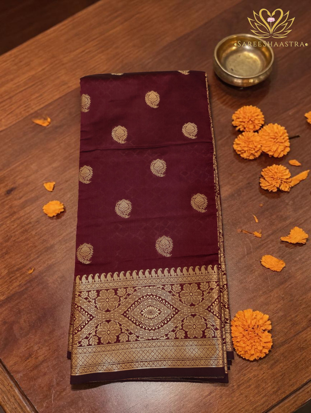 Coffee Banarasi Semi Silk Saree