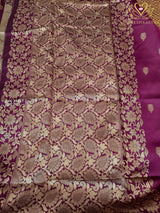 Magenta Banarasi Semi Silk Saree with Gold Zari