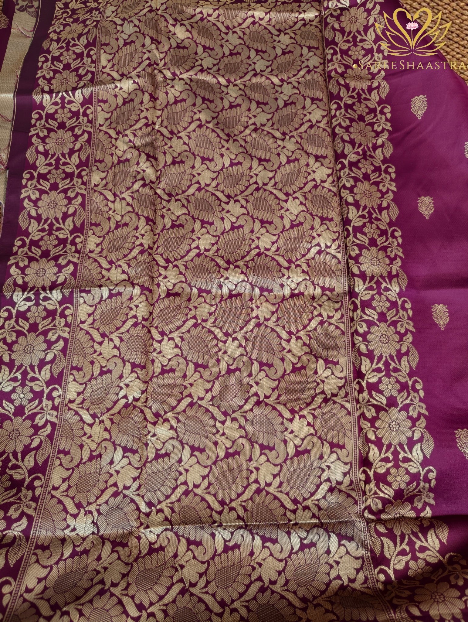 Magenta Banarasi Semi Silk Saree with Gold Zari