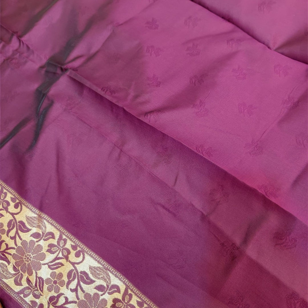 Magenta Banarasi Semi Silk Saree with Gold Zari