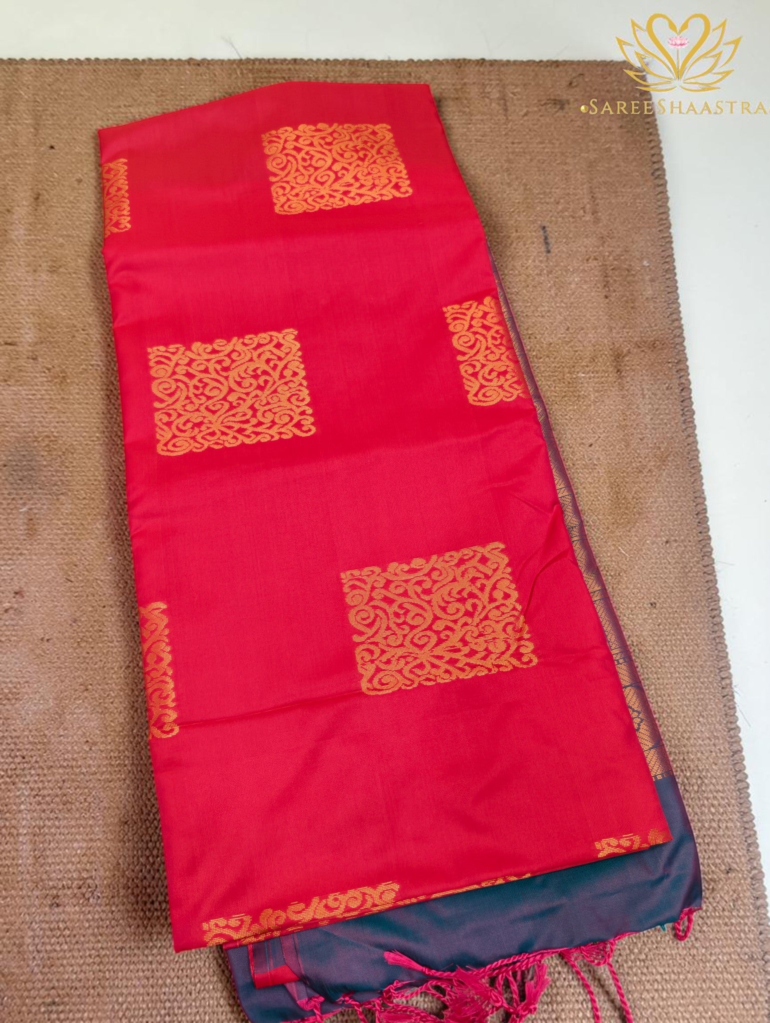 Zari Square Brocade Motif Semi Silk Saree