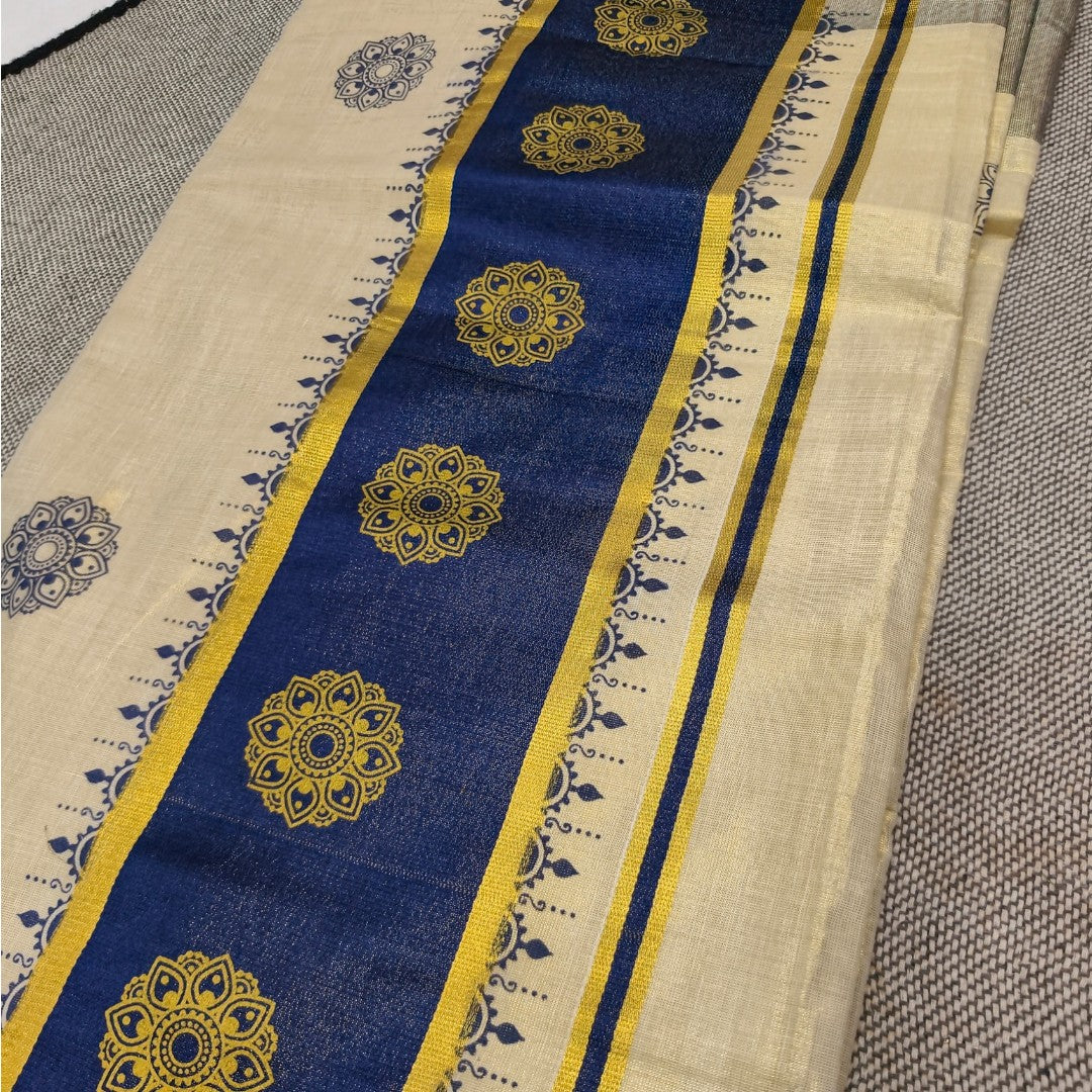 Mandala Kerala Kasavu Tissue Silk Saree