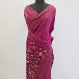 Magenta Floral Vine Embroidered Saree