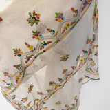 Ivory Floral Embroidered Saree