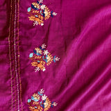 Magenta Floral Vine Embroidered Saree