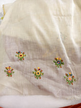 Ivory Floral Embroidered Saree