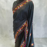 Bottle Green Blossom Embroidered Saree