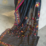 Bottle Green Blossom Embroidered Saree