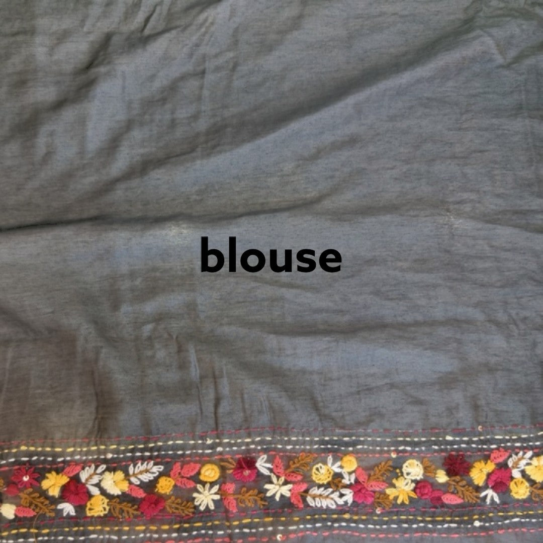 Bottle Green Blossom Embroidered Saree