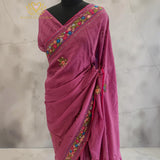 Mauve Garden Hand Embroidery Viscose Organza
