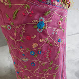 Mauve Garden Hand Embroidery Viscose Organza