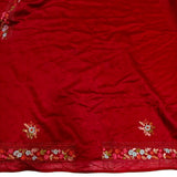 Crimson Blossom Embroidered Saree