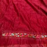Crimson Blossom Embroidered Saree