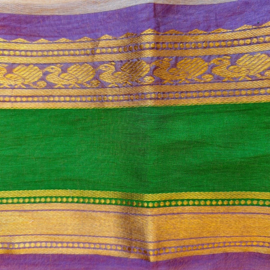 Lavender & Mayura Mul Saree