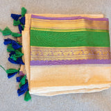 Lavender & Mayura Mul Saree