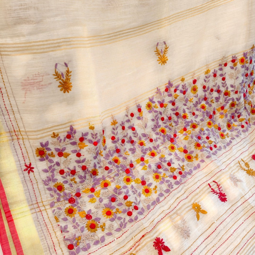 Lavender Garden Semi Linen Embroidery