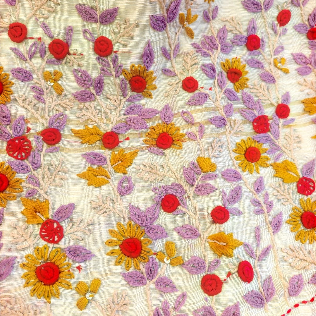 Lavender Garden Semi Linen Embroidery