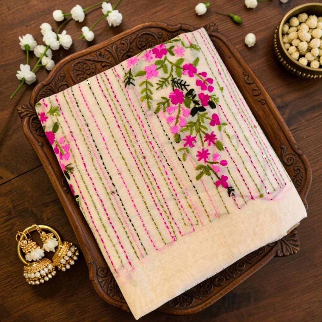 Chanderi Pink Onam Bouquet