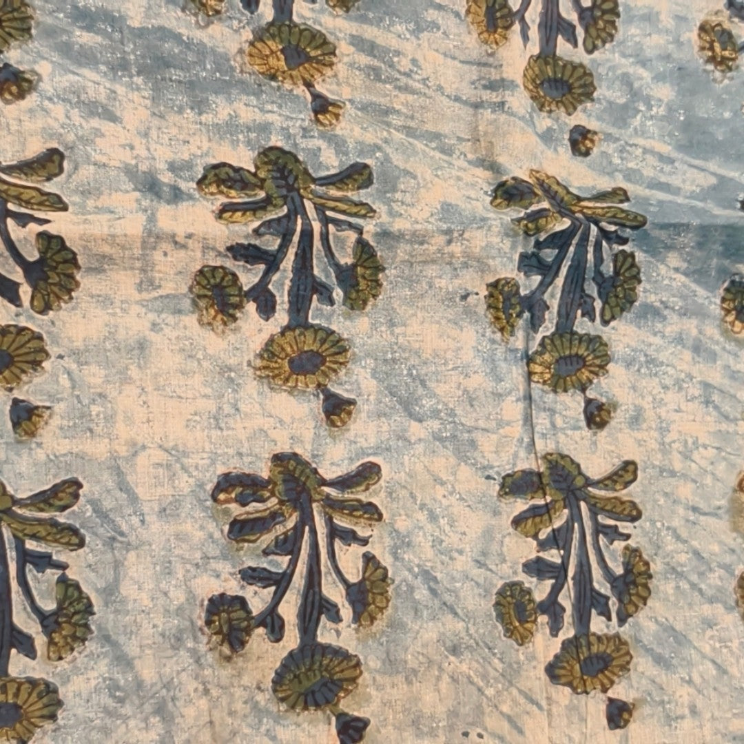 Earth & Indigo Hand Block Printed Mul Cotton Saree