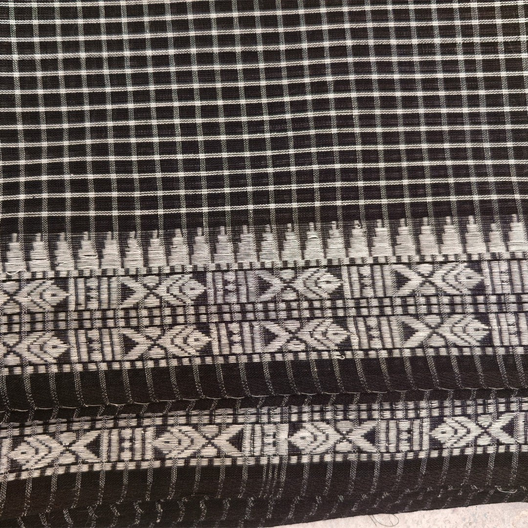 Noir Grid Handloom Cotton Saree