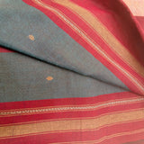 Maroon & Teal Handloom Cotton Saree