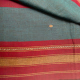 Maroon & Teal Handloom Cotton Saree