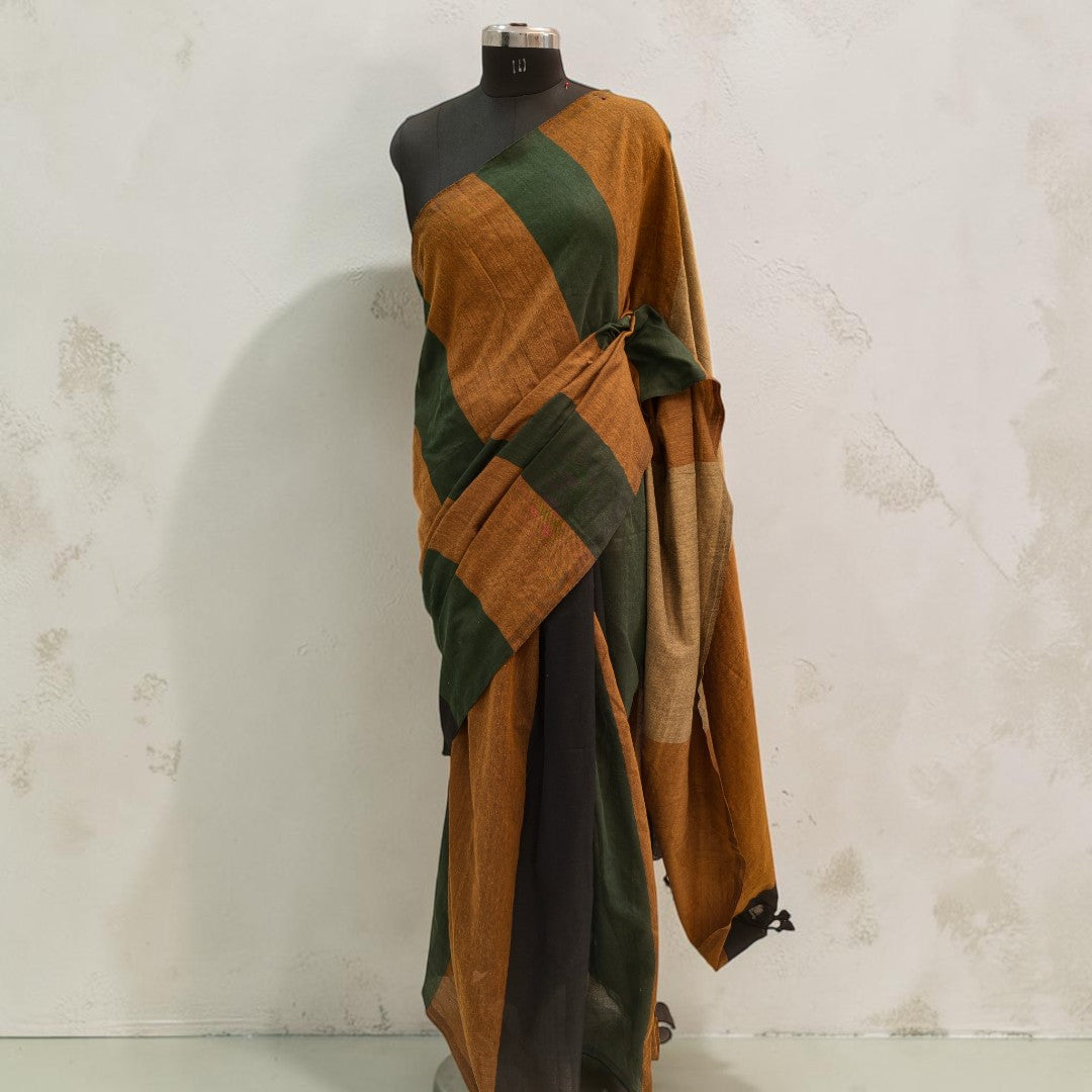 Multistripes Khadi Cotton Saree