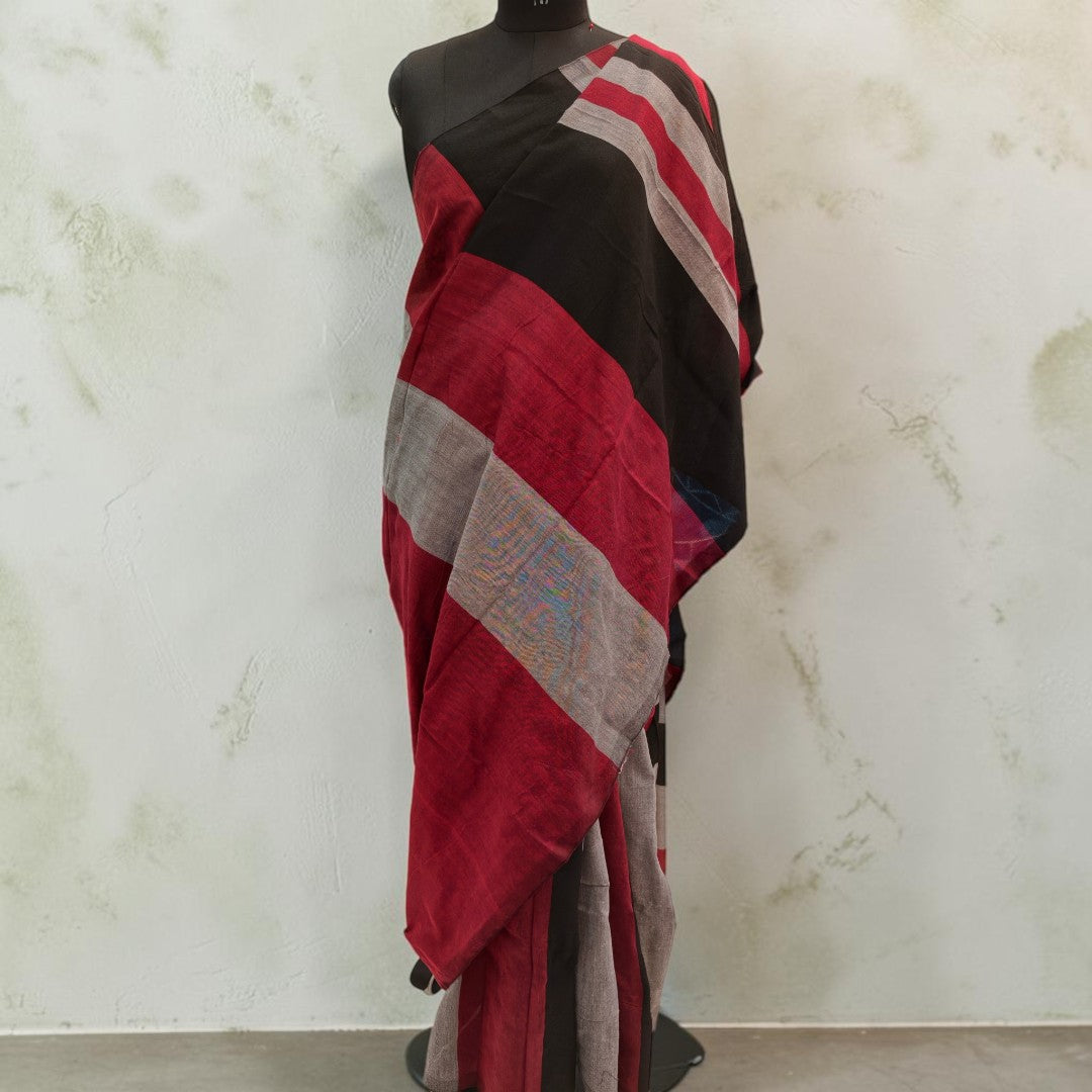 Multistripes Khadi Cotton Saree