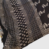 Black Bird Handblock Mul Cotton Saree