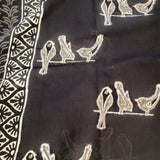 Black Bird Handblock Mul Cotton Saree