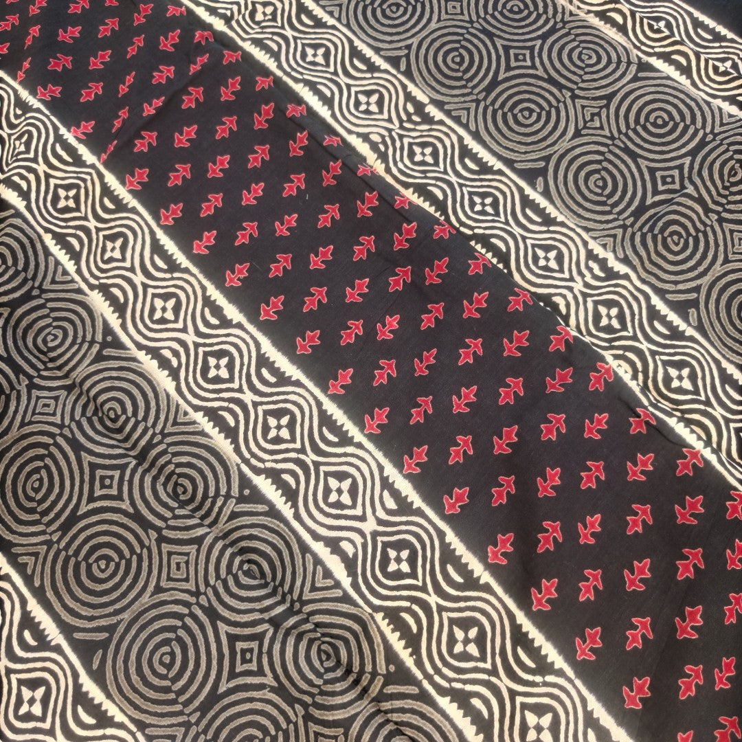 Elephant Motif Block Print Mul cotton Saree